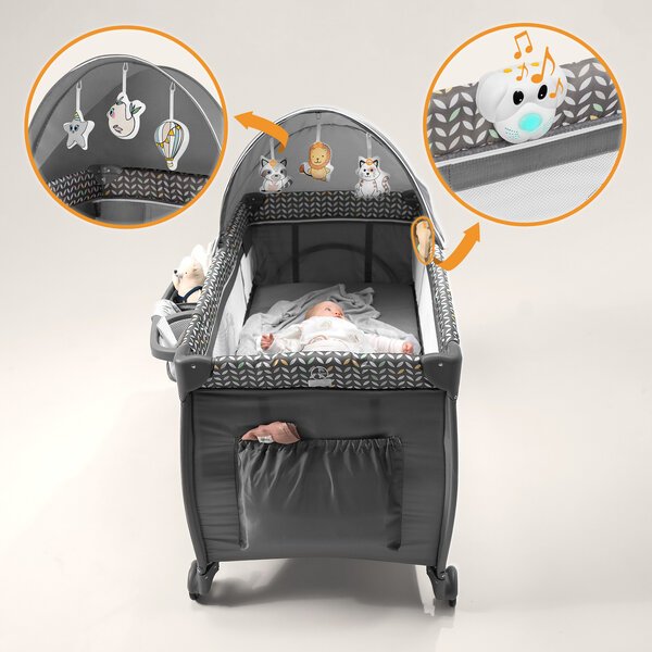 Leikkikehä-pinnasänky Lionelo Sven Plus Grey Scandi