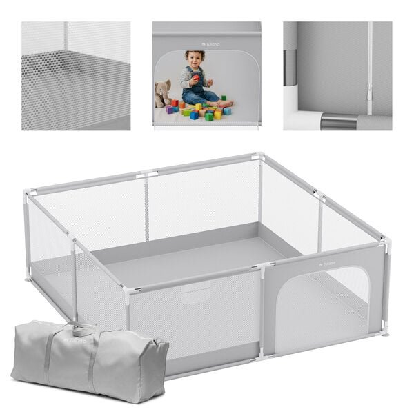 Tulano Cozy 28 grey suuri lasten leikkikehä, 200x150 cm – turvallinen leikkialue
