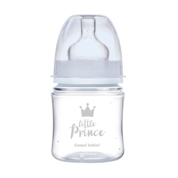 Leveäkaulainen pullo Canpol Babies, Anti-colic PP Easy Start Royal Baby, 120 ml, 35/233, sininen