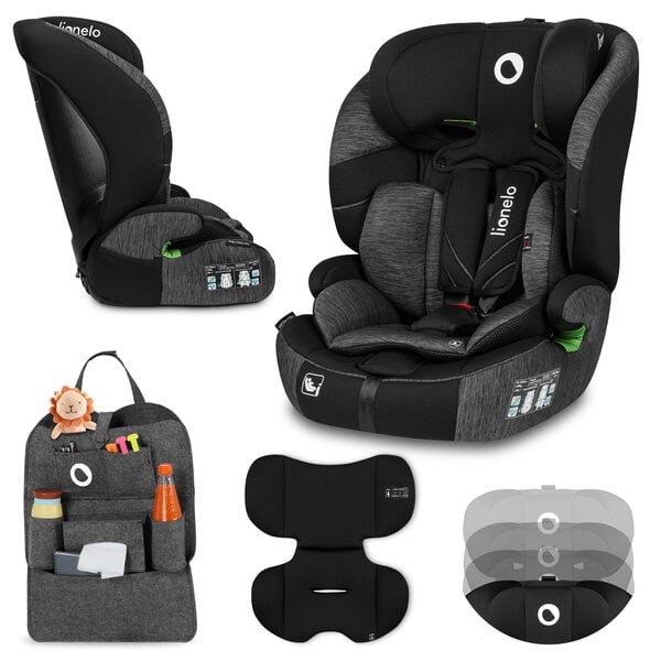Lionelo Levi One i-Size Black Grey turvaistuin, 76-150 cm, musta/harmaa