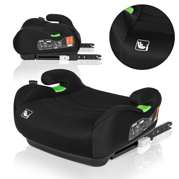 Lionelo Luuk Fix i-Size Black Carbon turvaistuin 22–36 kg, 125–150 cm, musta