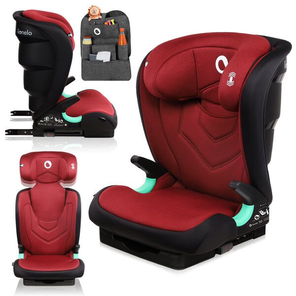 Lionelo Neal Red Burgundy -turvaistuin 15-36 kg, 100-150 cm, Isofix-kiinnityksellä, punainen