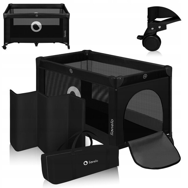 Matkasänky ja leikkikehä 2in1 Lionelo Stefi Black Carbon