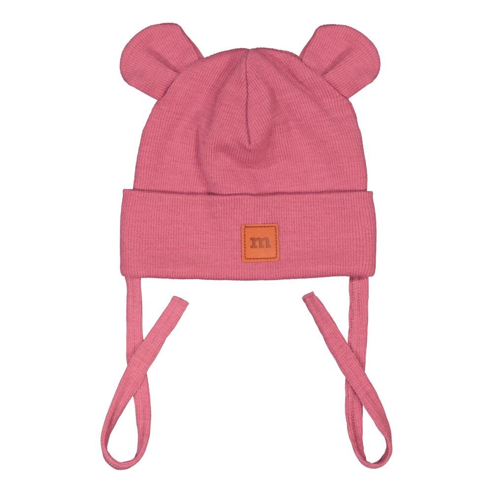 MERINO BEAR BABY BEANIE, DUST ROSE - 1-2Y