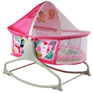 Monikäyttöinen sänky/keinu Rocker 2in1 Lean Toys, vaaleanpunainen, 85x70x50 cm