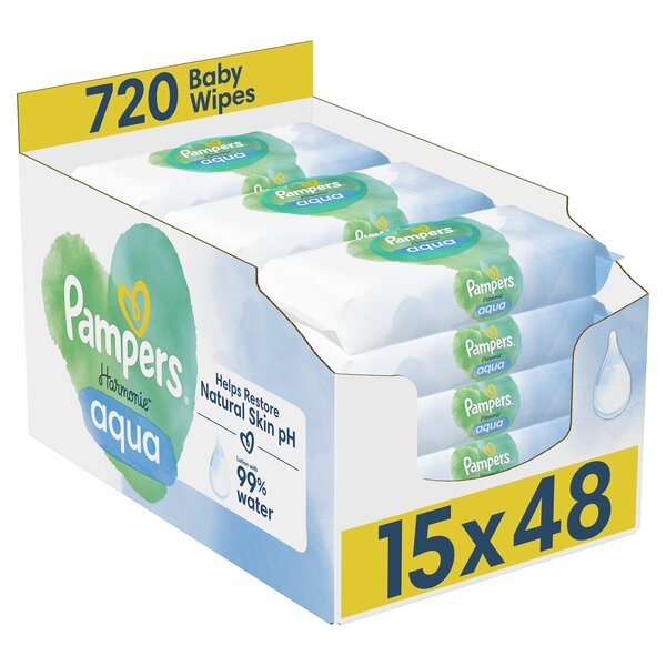 Pampers Harmonie Aqua Puhdistuspyyhe 15 pakkausta 720 puhdistuspyyhettä