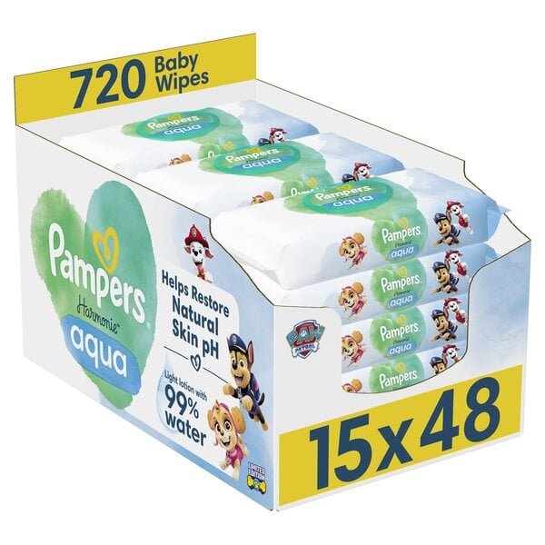 Kosteuspyyhkeet vauvoille Pampers Harmonie Aqua Paw Patrol, 720 kpl