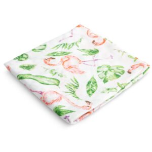 Sensillo harso valkoinen, flamingot, 70x80, 0980