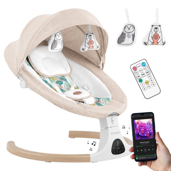 Tulano Astrid 35 beige sähköinen sitteri ja vauvakeinu – automaattinen keinutus