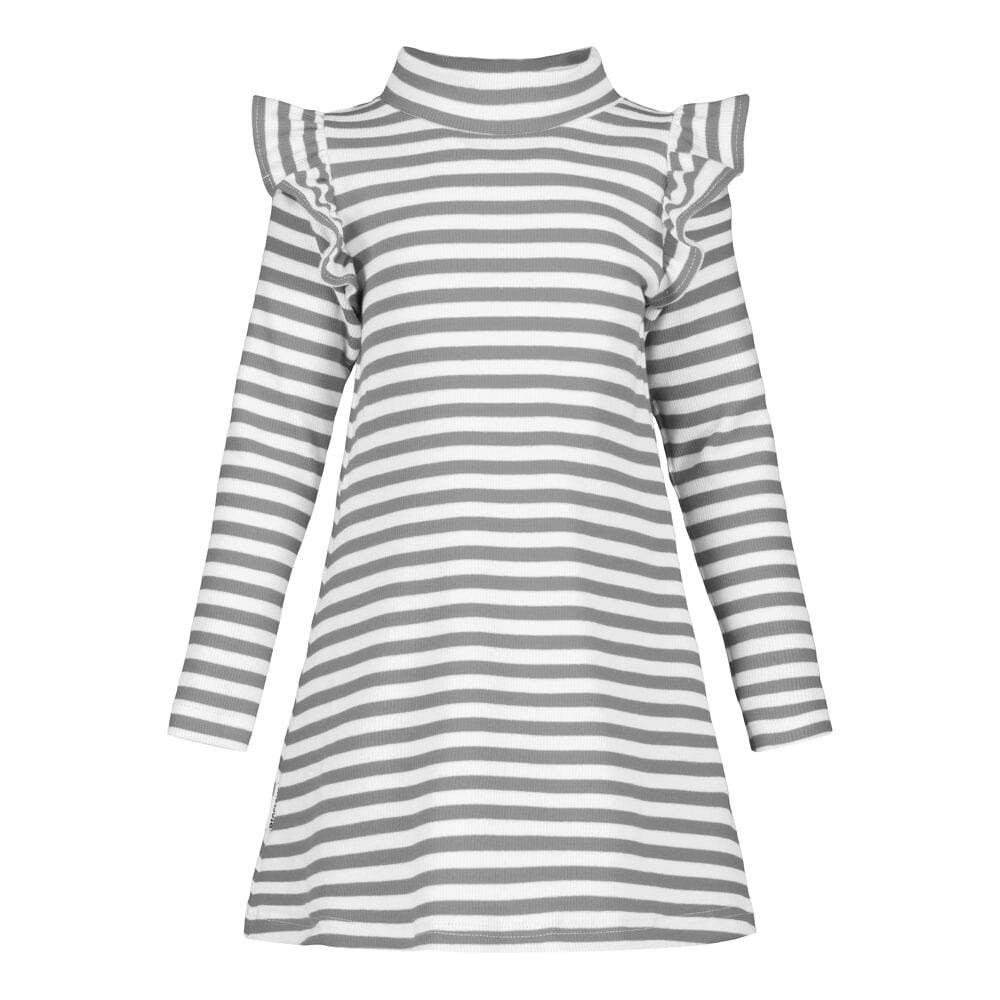 Striped Mock Neck Rib Dress -Mekko | Cloudy/Vanilla - 110/116