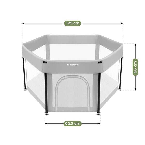 Tulano Cozy 30 grey lasten leikkikehä, 120x120 cm – turvallinen leikkialue