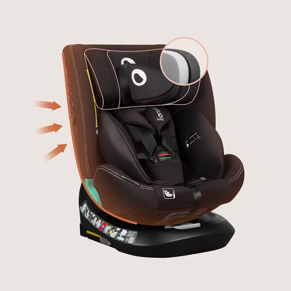 Kääntyvä turvaistuin lapsille Lionelo Bastiaan i-Size Black Carbon, 0–36 kg, 40–150 cm, ISOFIX, musta