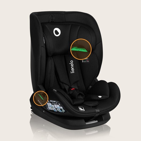 Lionelo Lavender i-Size Black Carbon -turvaistuin, 9-36 kg, 76-150 cm, musta