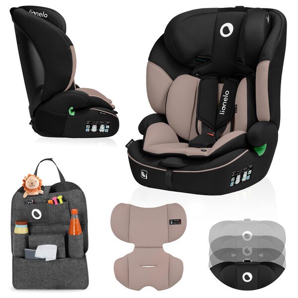 Lionelo Levi i-Size Beige Latte -turvaistuin, 9-36 kg, hiekanvärinen