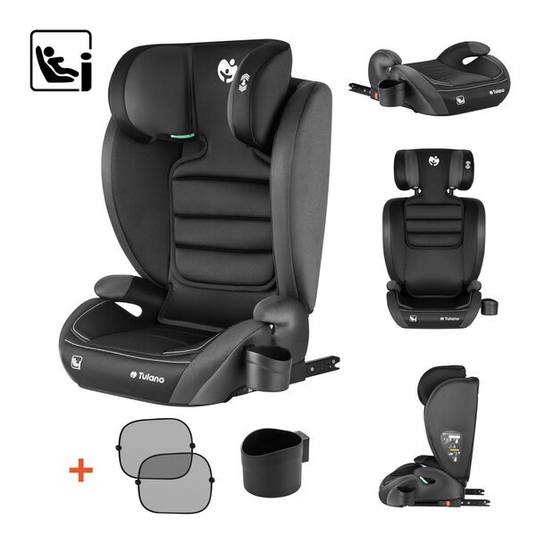 Turvaistuin Tulano Joy 25, 125–150 cm, ISOFIX, musta/harmaa