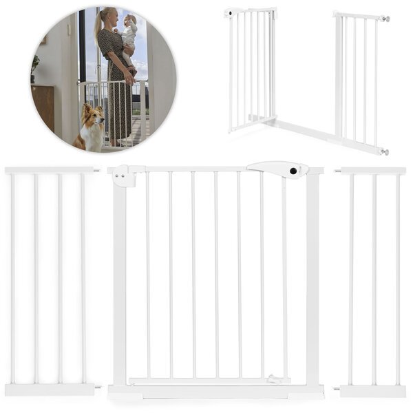 Turvaportti 74-132 cm portaille ja oville, teräs, lisäpaneelit, valkoinen ECOTOYS