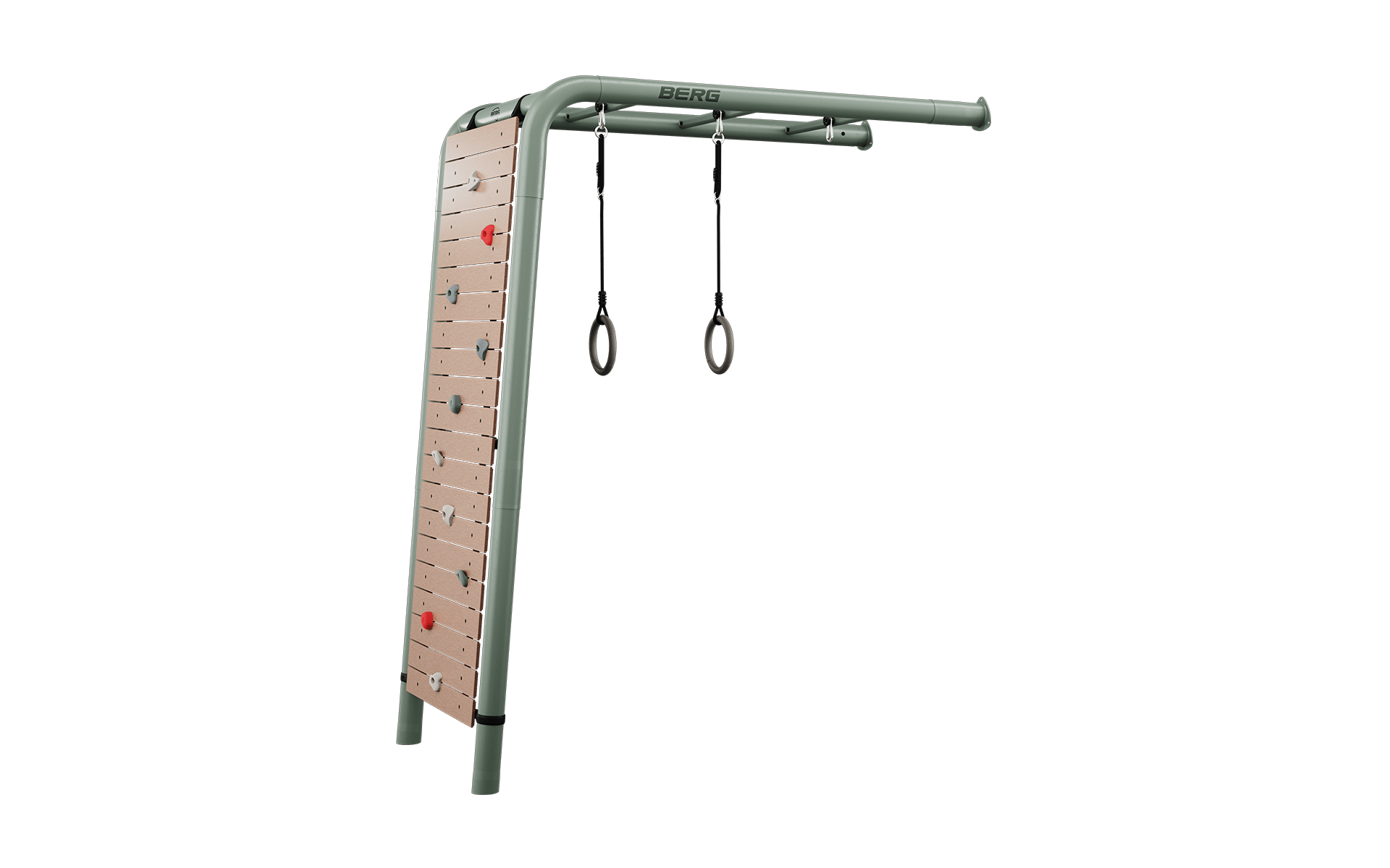 BERG PlayBase Setit Wall Green + Peak set - Kahden tikkaan kanssa - Vihreä - Wall (240 x 100 x 245 cm)