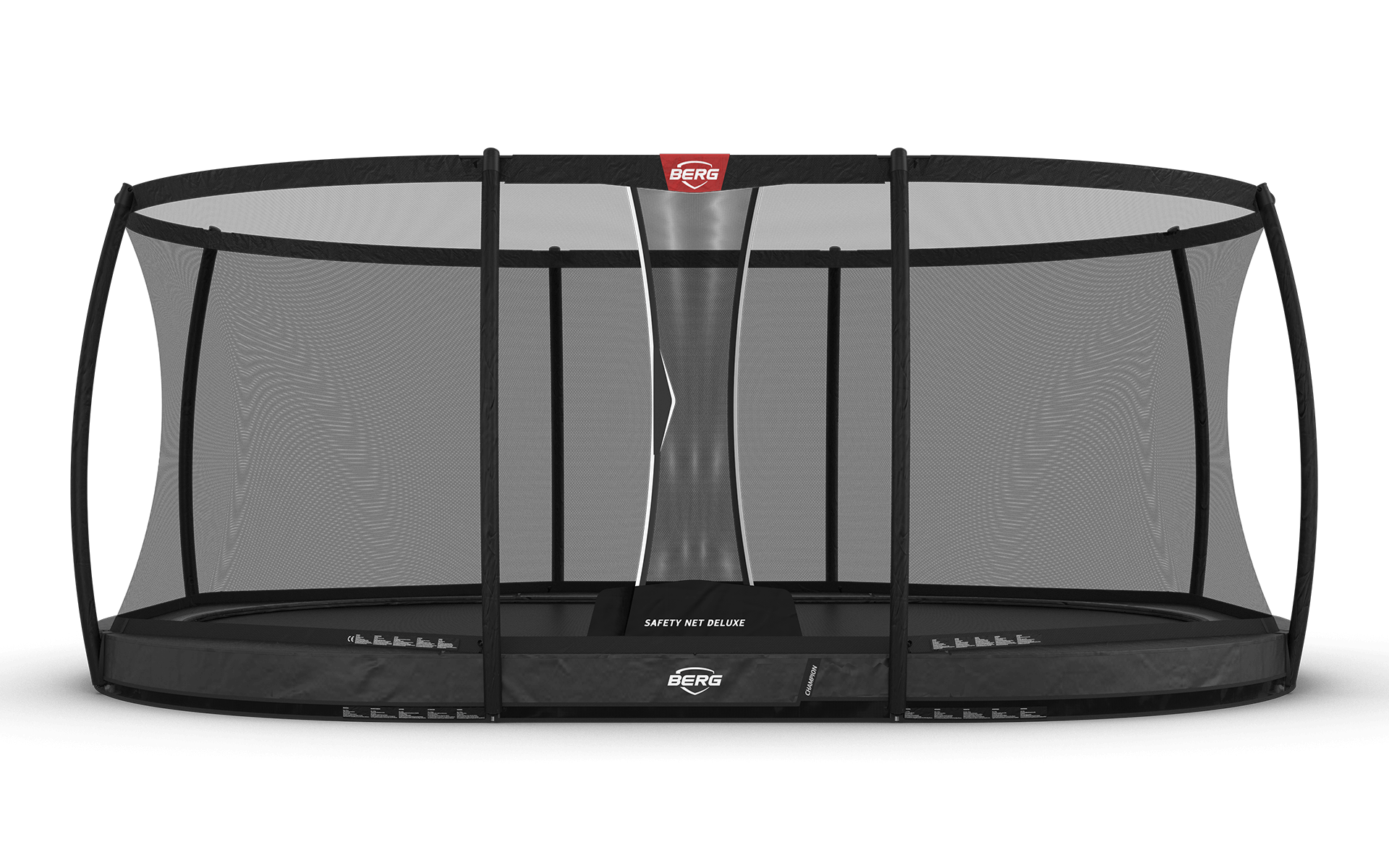BERG Grand Champion InGround 520 Harmaa + Safety Net Deluxe - Trampoliini Ovaali - 520 x 345 cm