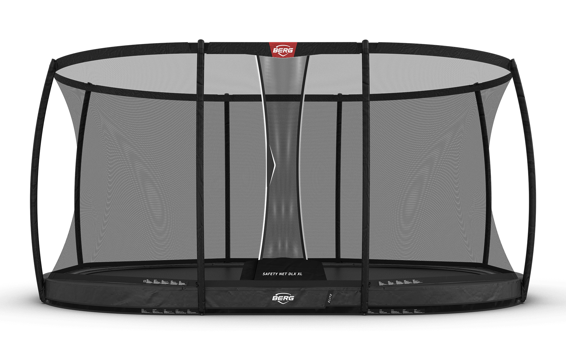 BERG Grand Elite InGround 520 Harmaa + Safety Net DLX XL - Trampoliini Ovaali - 520 x 345 cm