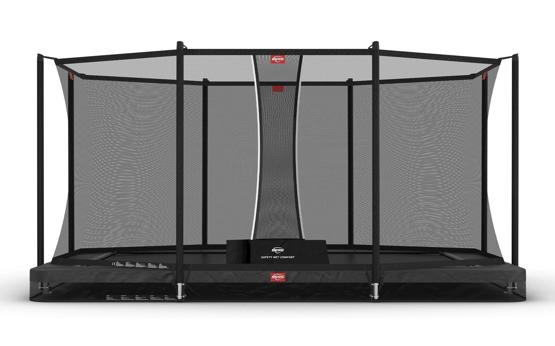 BERG Ultim Favorit InGround 410 Harmaa + Safety Net Comfort - Trampoliini Suorakulmainen - 410 x 250 cm