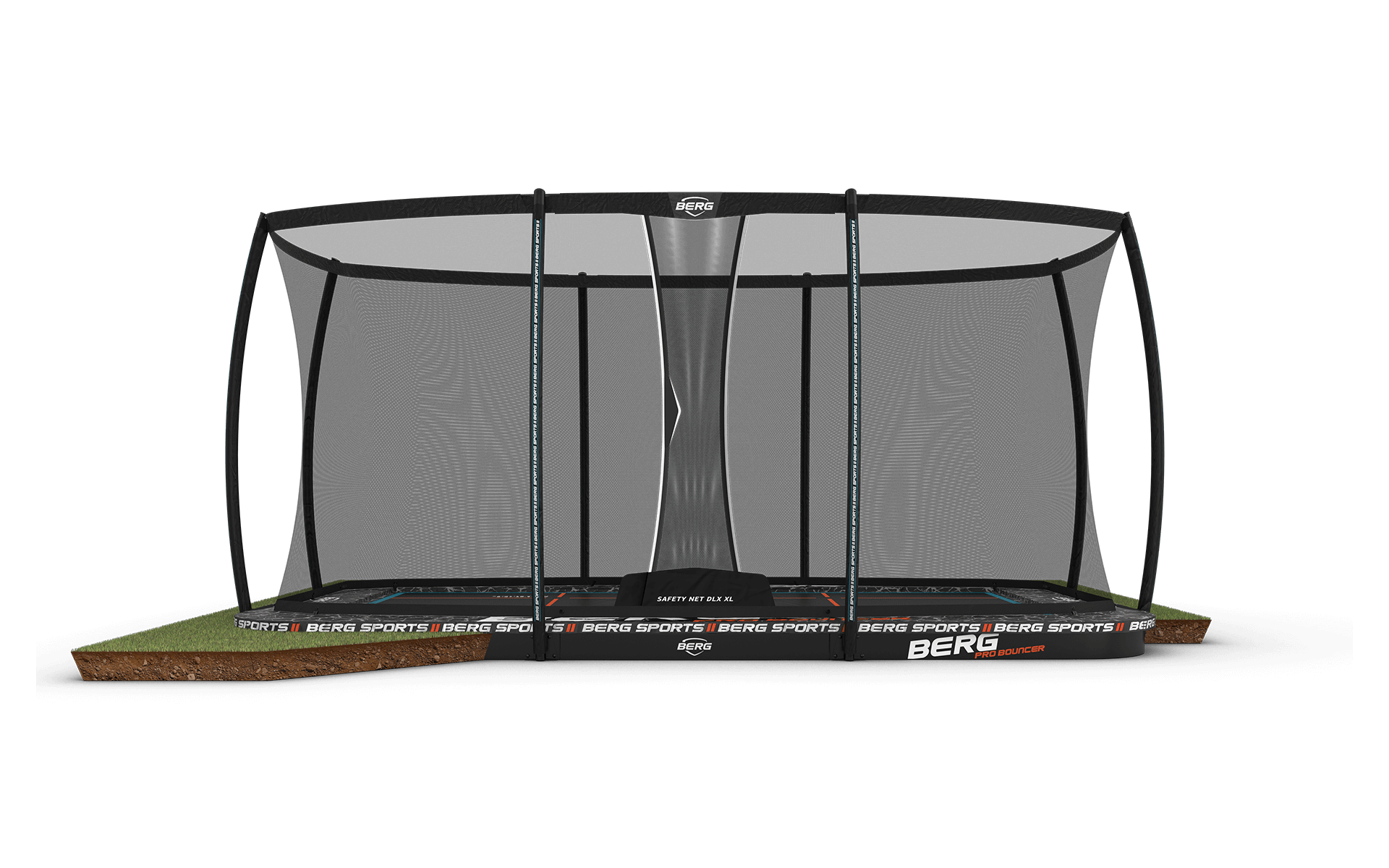 BERG SPORTS Ultim Pro Bouncer FlatGround 500 + Safety Net XL - Trampoliini Suorakulmainen - 500 x 300 cm