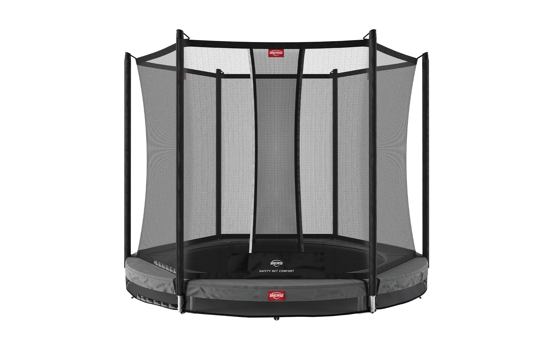 BERG Favorit InGround 270 Harmaa + Safety Net Comfort - Trampoliini Pyöreä - 270 cm