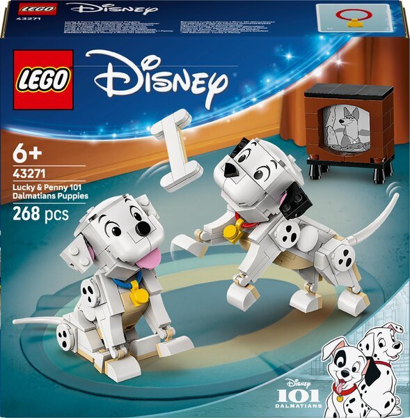 LEGO Disney 43271 Lucky ja Penny, 101 dalmatialaisen pennut - Peli alkaen 6-vuotiaille
