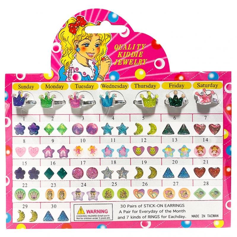 30 stick-on korvakorut ja 7 rengasta