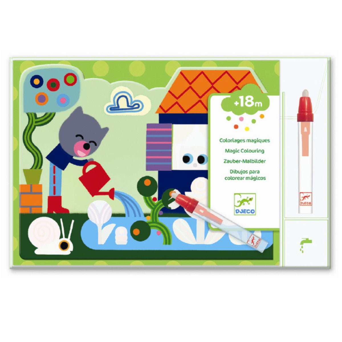 Djeco Vedellä värjättävät kuvat Piilossa Puutarhassa