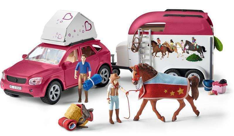 Schleich 42535 Seikkailu Autolla ja Hevoskuljetusvaunulla
