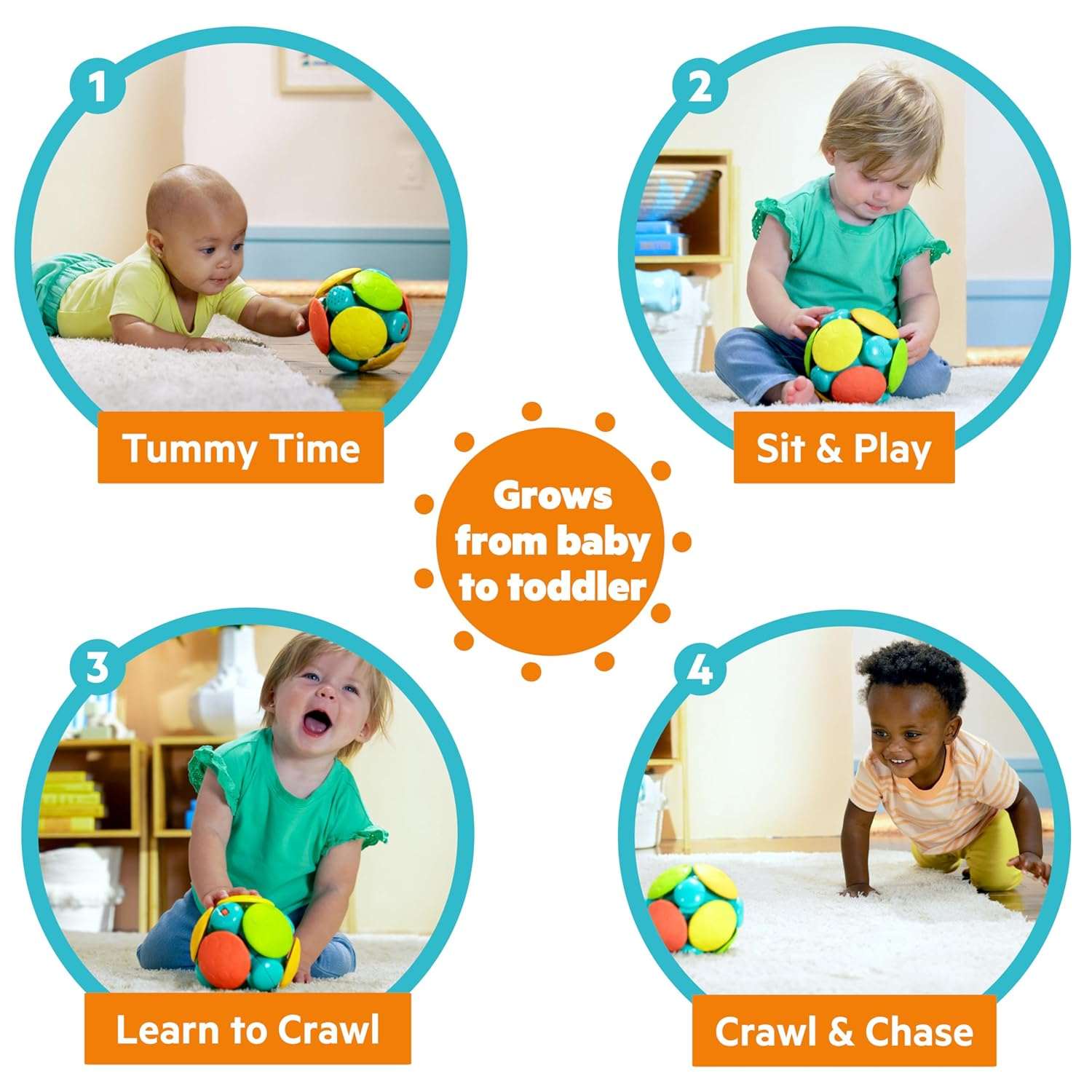 Bright Starts Wobble Bobble Crawl and Chase Ball Liikkuva Pallo