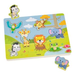 Viga Puinen Äänipalapeli/Nuppipalapeli Viidakkoeläimet