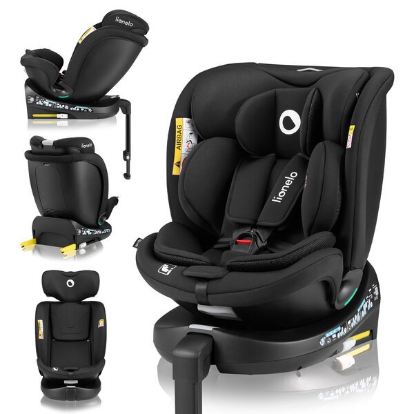 Lionelo Navy i-Size Black Onyx kääntyvä turvaistuin, ISOFIX, musta