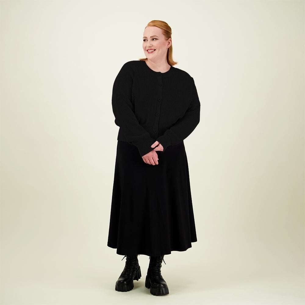 Cotton Knit Cardigan -Neuletakki |  Licorice - XS/S