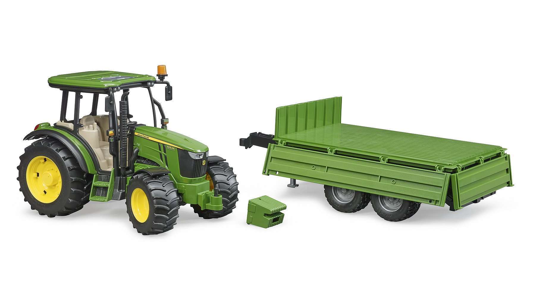 Bruder John Deere 5115M Traktori ja Peräkärry 1:16