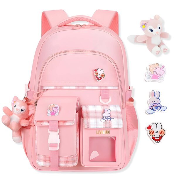 Ergonominen lasten reppu– koululaukku LIVMAN VV905 useilla erikokoisilla lokeroilla ja mukana tulevilla lisävarusteilla
