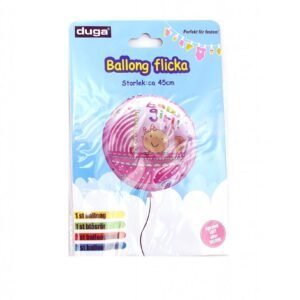 Tyttövauva folioilmapallo narulla ja keppiä