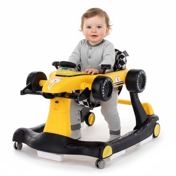 Lasten kävelytuoli Auto Formula1 3in1 keltainen