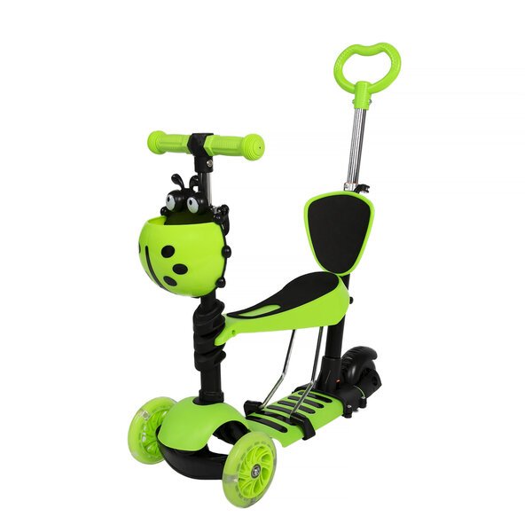 Lasten potkulauta 5in1 työntökahvalla, sininen