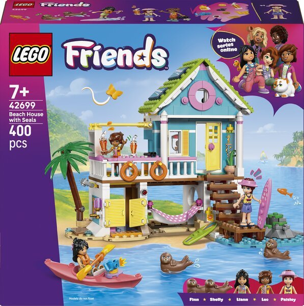 LEGO Friends 42699 Ranta- ja hyljesarja - Rakennusleikki 7-vuotiaille ja sitä vanhemmille