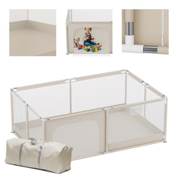Tulano Cozy 22 beige suuri lasten leikkikehä, 180x150 cm – turvallinen leikkialue