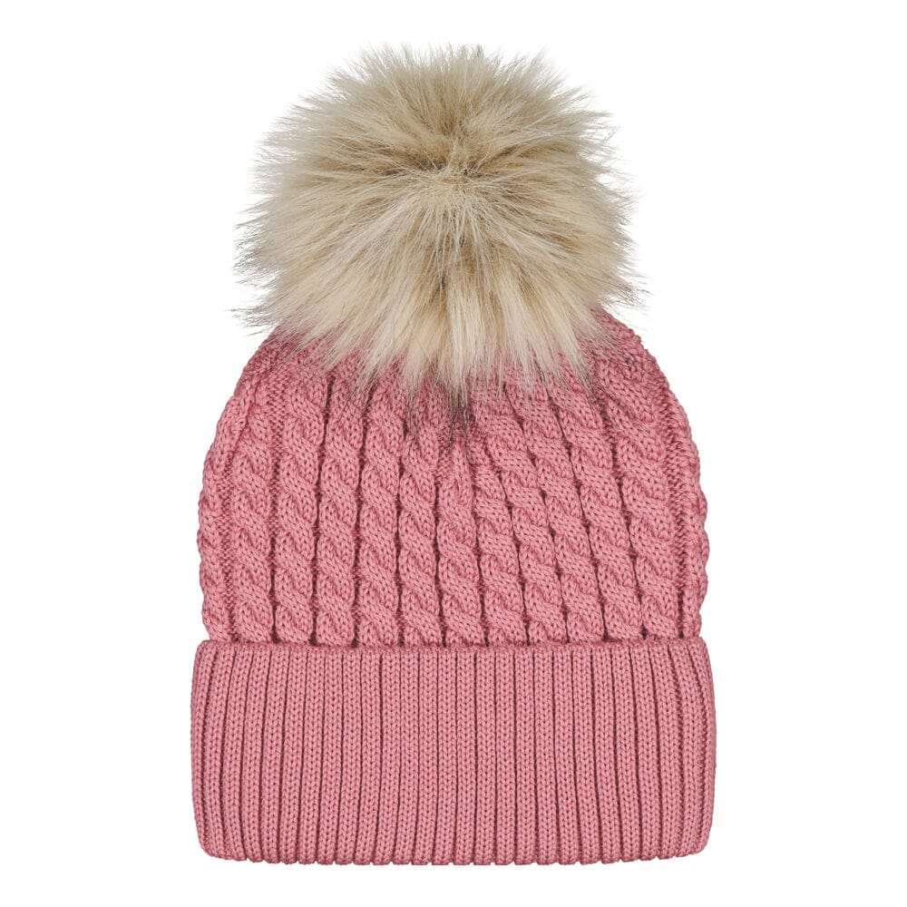 Cable Beanie -Palmikkopipo, Merinovilla | Rosy - 1-2Y