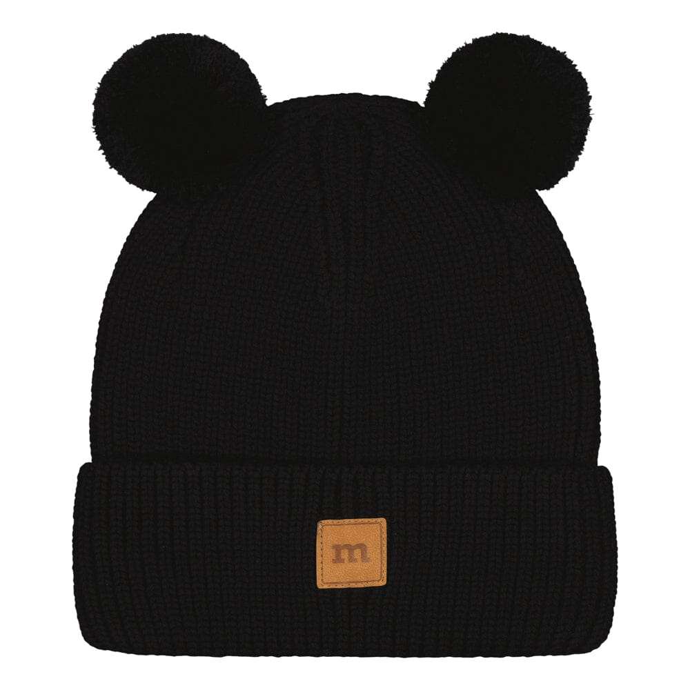 Knitted Pom Pom -Merinovillapipo | Black - 1-3Y