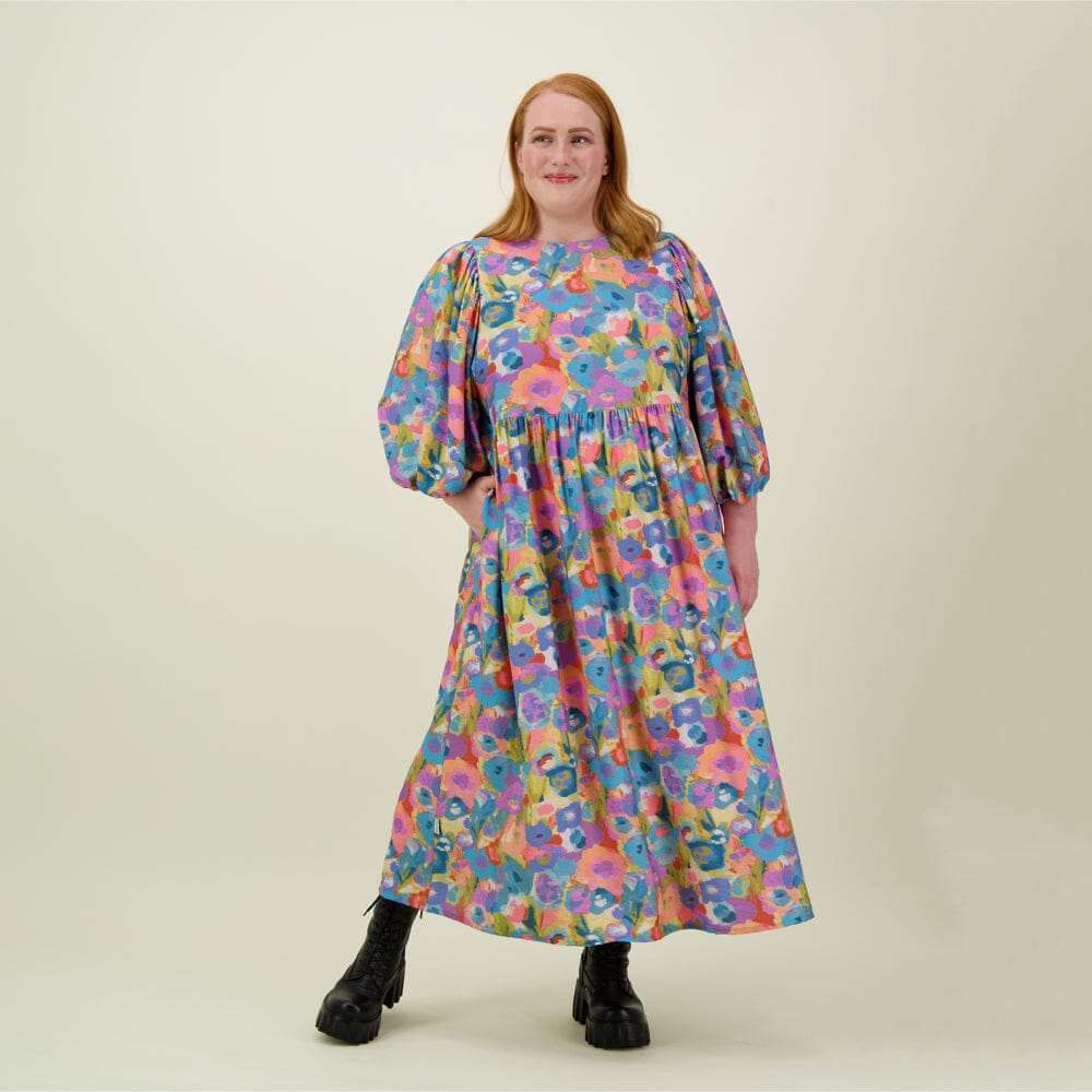 Miracles Volume Sleeve Midi Dress -Mekko - XS