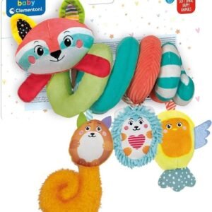 Clementoni- Baby for You– Soft Happy Animals Baby Age – First Activity Lelu – Spiraaliset rattaiden pehmo, konepestävä,