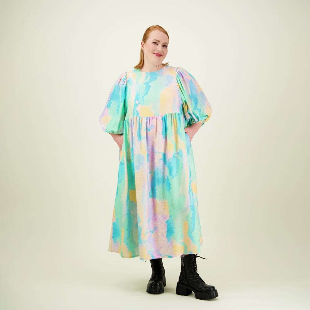 Sunset Puff Sleeve Midi Dress -Mekko - XS