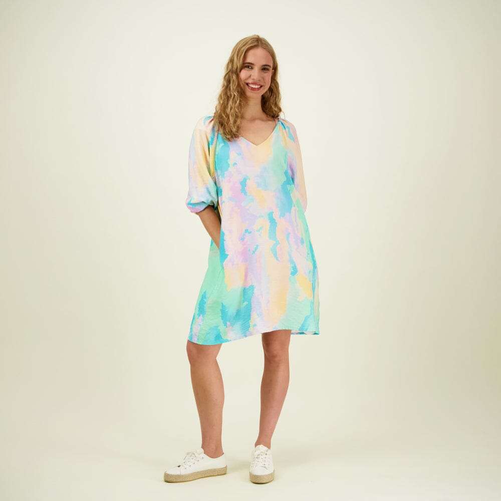 Sunset Volume Sleeve Tunic Dress -Mekko - XS