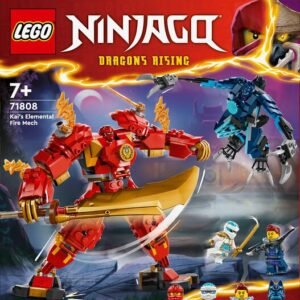 LEGO® 71808 NINJAGO Kain Fire Elemental Robotti, Ninja-lelu muokattavilla minihahmoilla sekä Kai- ja Zane-minihahmoilla