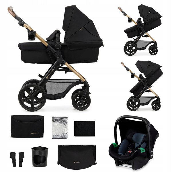 Universaali lastenvaunu Kinderkraft Moov 2 3in1, Pure Black