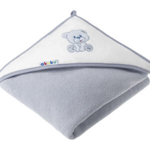 Vauvan pyyhe hupulla Akuku, 100x100 cm, harmaa